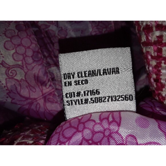 I.C.E. Women's Blazer Size 12 Tweed Lined Jacket Pink and Red Fringed Patterned - Picture 12 of 12